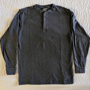 LL Bean Medium Tall Grey Henley Long Sleeve Shirt